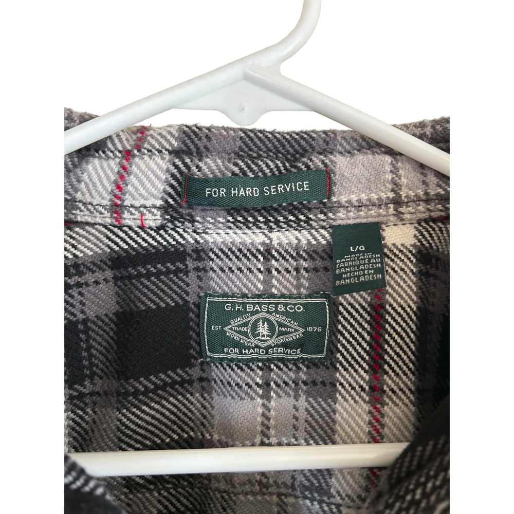 GH Bass Heavy Flannel Work Shirt Pockets Plaid L Large Utility Gorpcore Classic - Picture 3 of 6